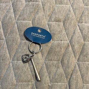 Silver Baseball Keychain with Glove Charm